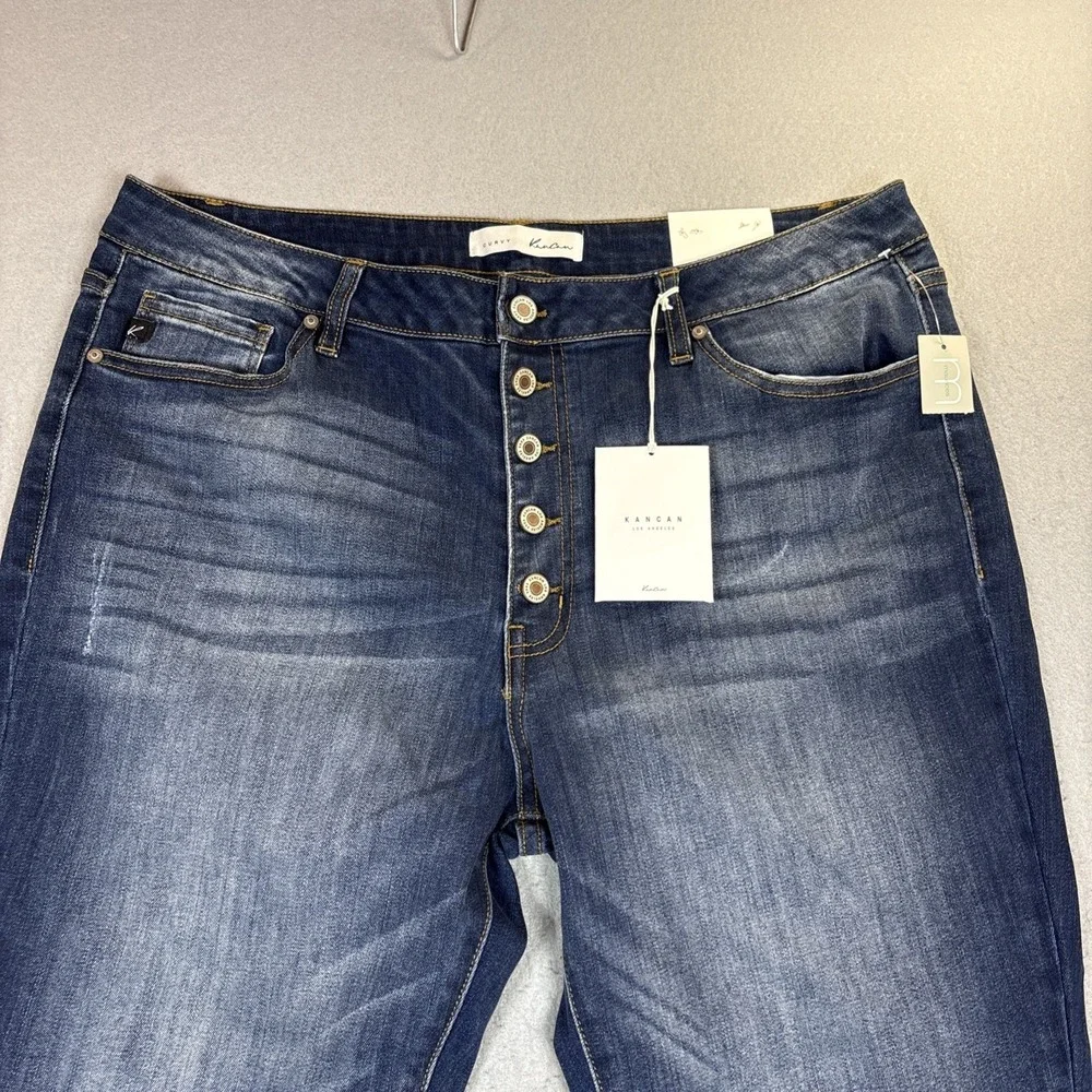 KanCan‎ Jean Women Size 33 Blue Curvy High Rise Button Fly Skinny NWT